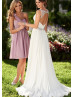 Ivory Beaded Chiffon Keyhole Back Wedding Dress 